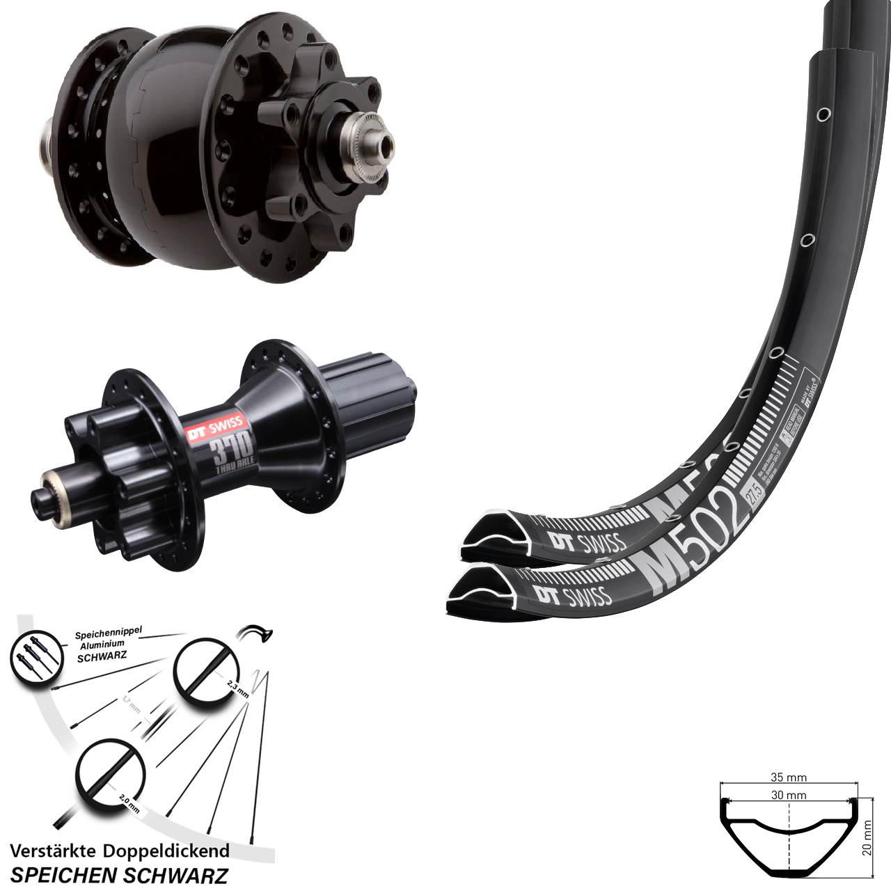 Laufradsatz 6-Loch QR 29 Zoll DT Swiss M502 DT Swiss 370 SON 28 8-11 fach HG