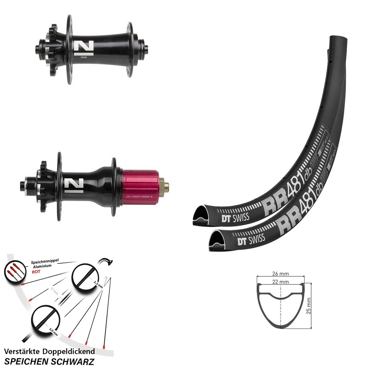 DT Swiss RR481 Novatec D791SB/D792SB 28 Zoll Laufrad-Satz 6-Loch QR 8-12 fach HG