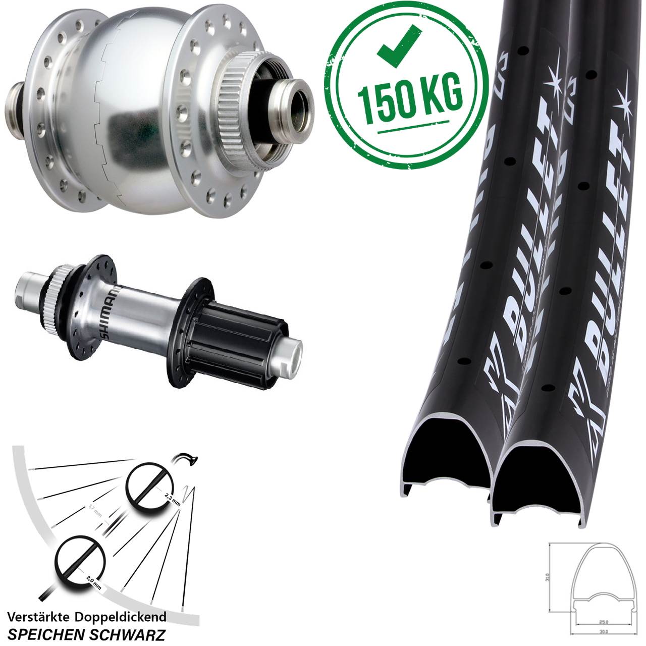 Disc Laufradsatz 12x100/142 29 Zoll KX Bullet OS SONdelux Shimano FH-RS770 8-12 fach HG