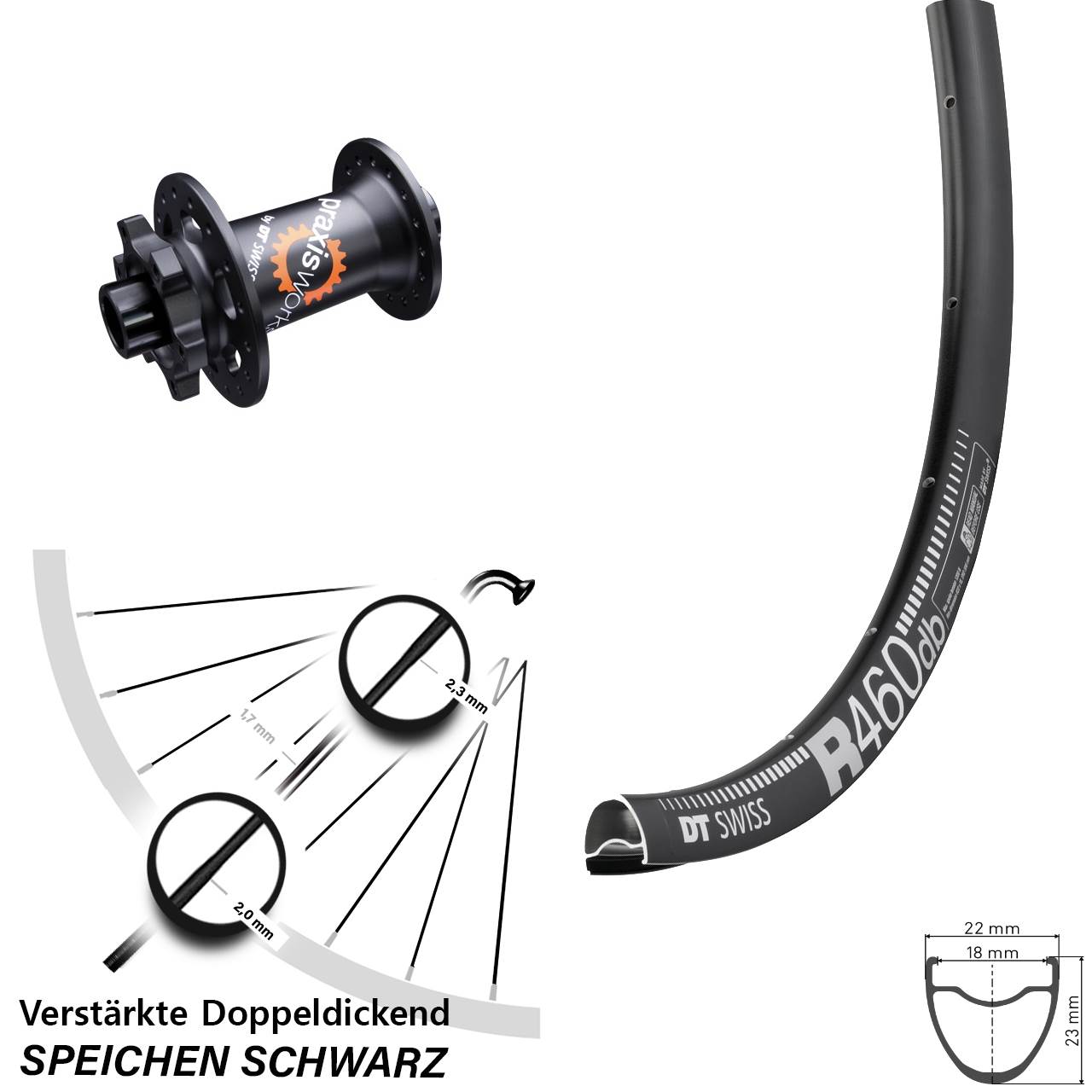 28 Zoll R 460 Disc DT Swiss 350 SL Vorderrad 12x100