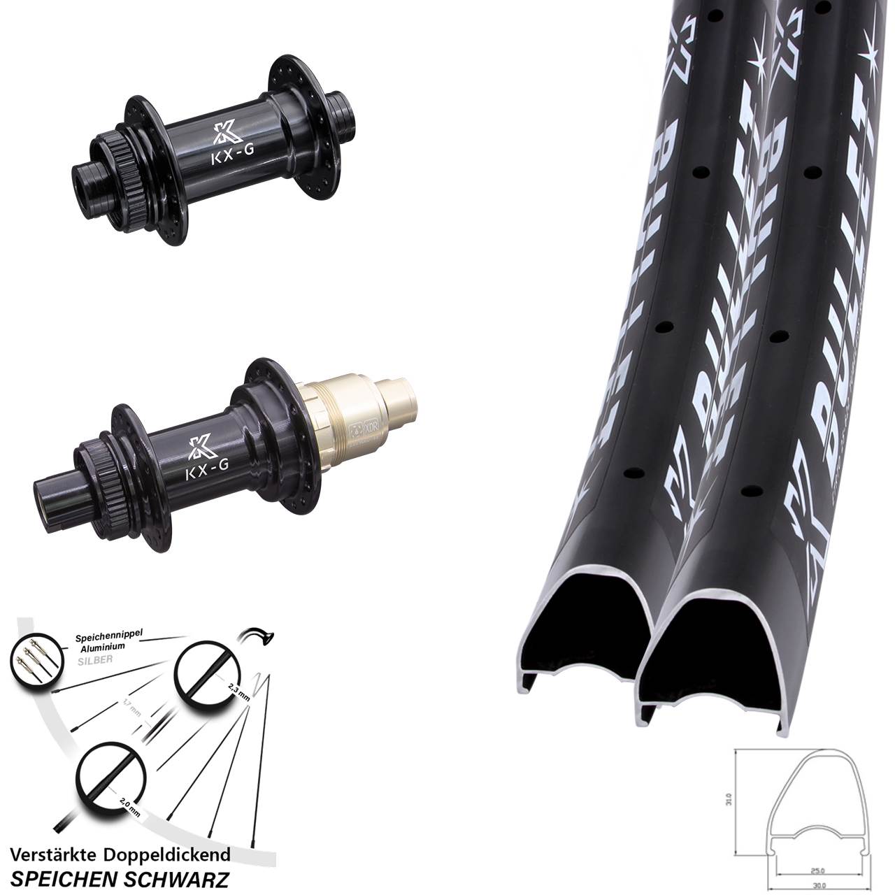 Centerlock Laufradsatz 15x100 12x142 28-29 Zoll KX-G Bullet OS XDR