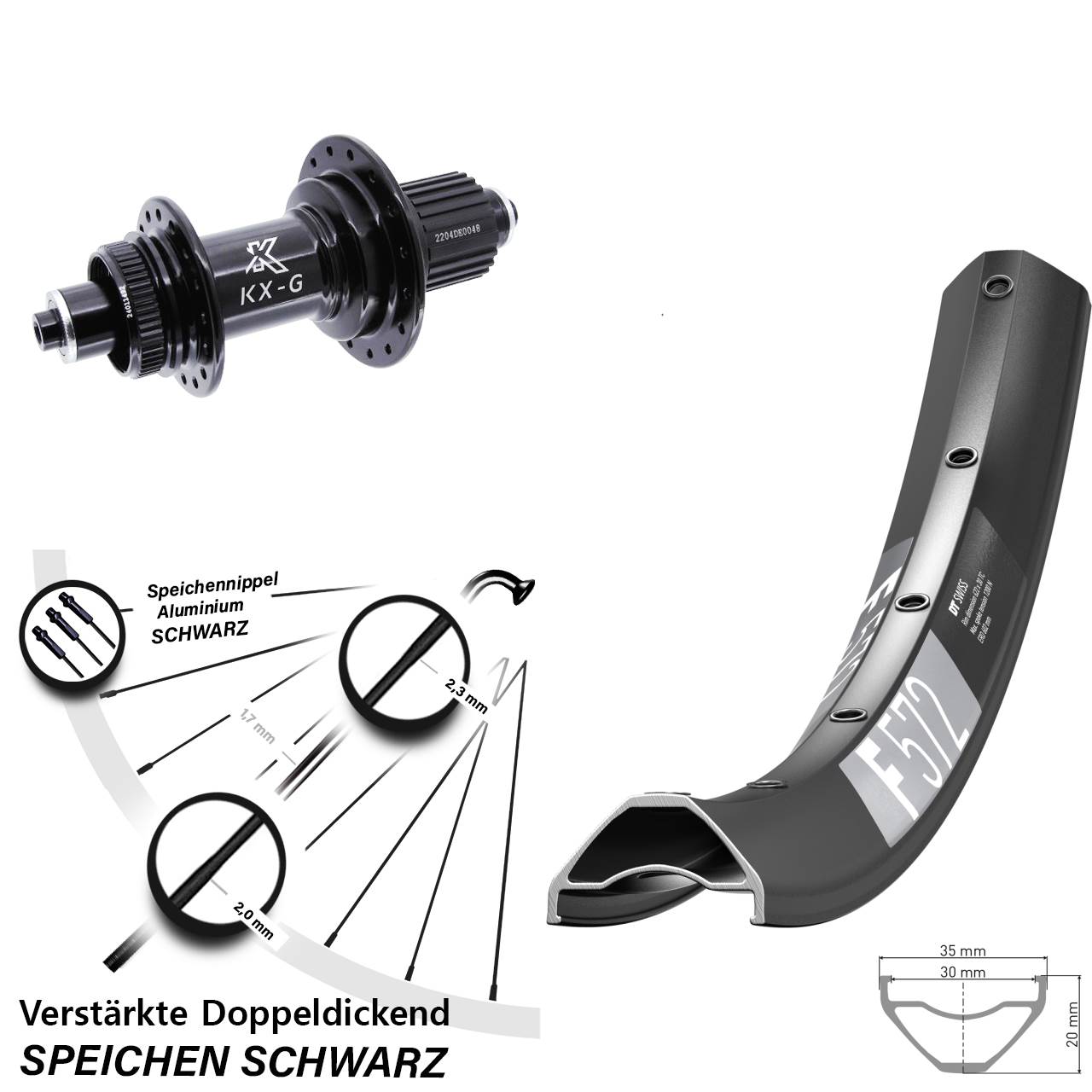 Disc Laufrad für Schnellspanner 29 Zoll DT Swiss F 572 KX-GS Heavy Duty Micro Spline
