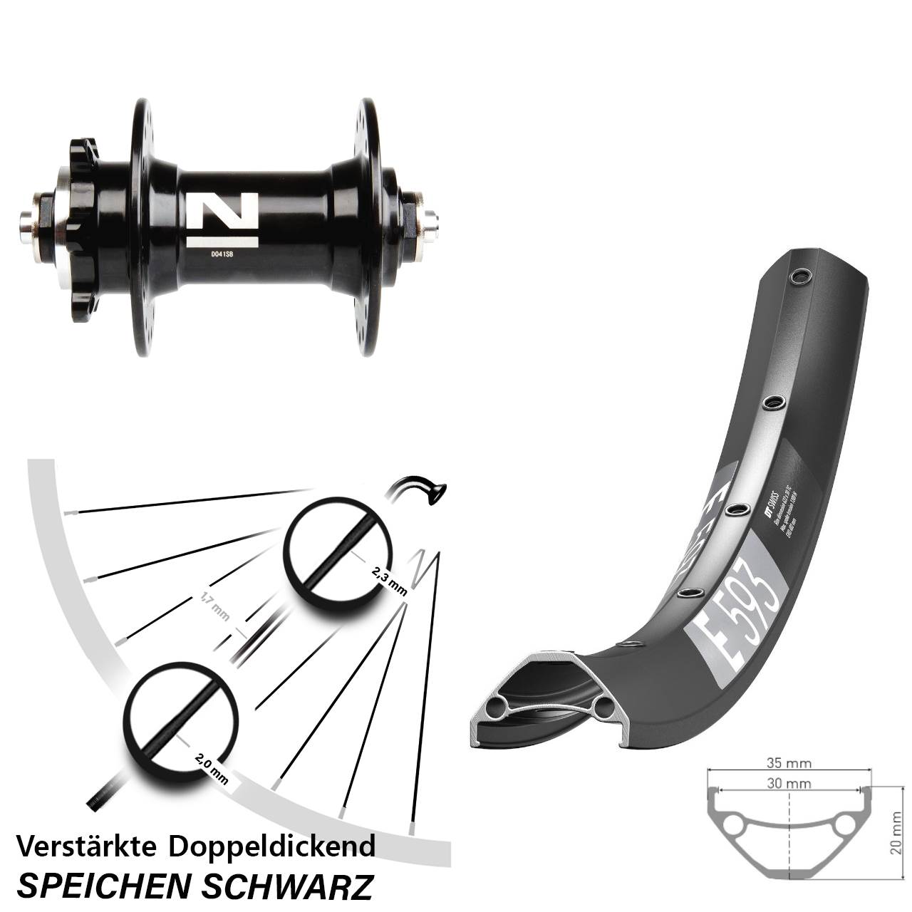DT Swiss E 593 Novatec D-041 29 Zoll Disc Laufrad für Schnellspanner