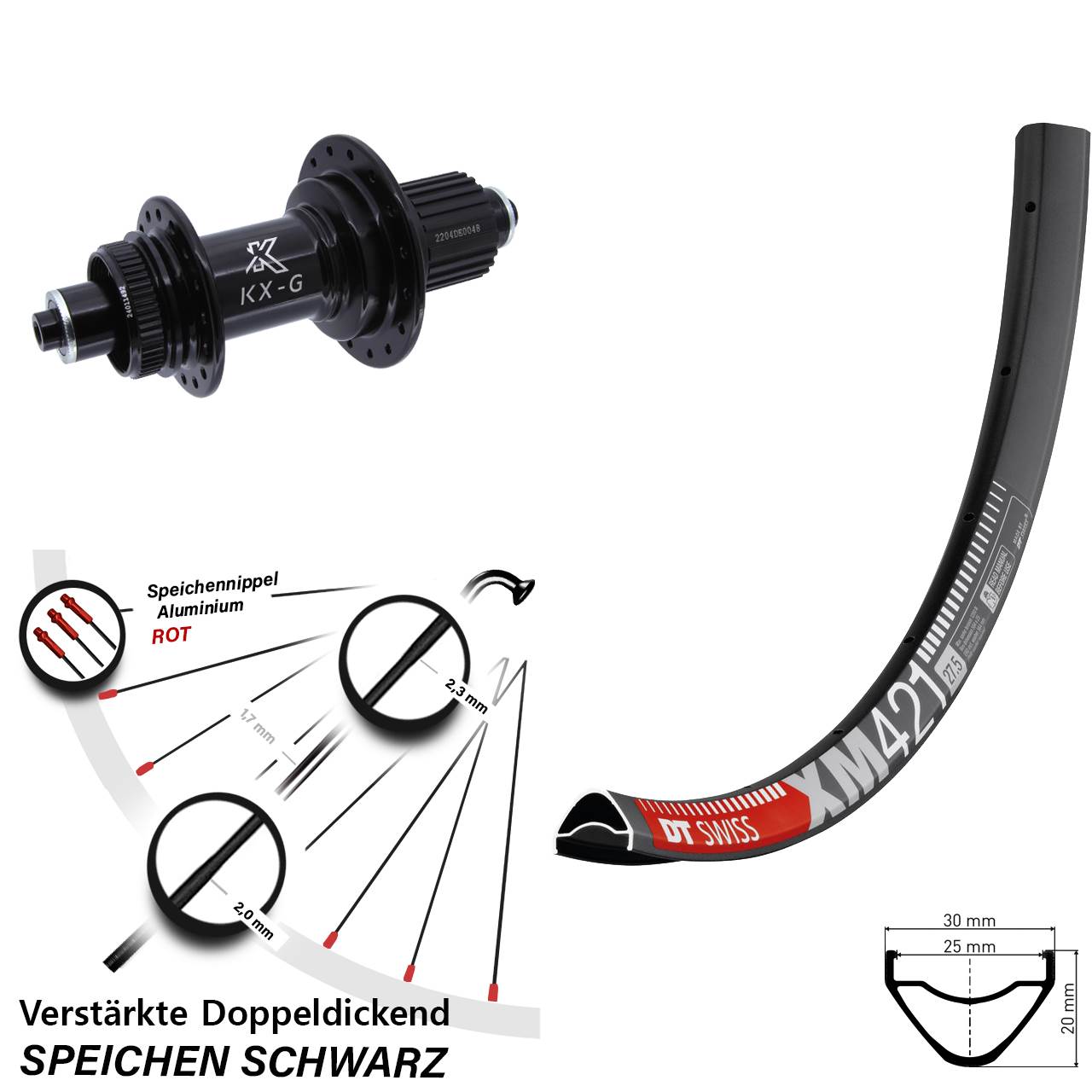 Hinterrad Centerlock 29 Zoll DT Swiss XM 421 KX-GS verstärkt Micro Spline QR