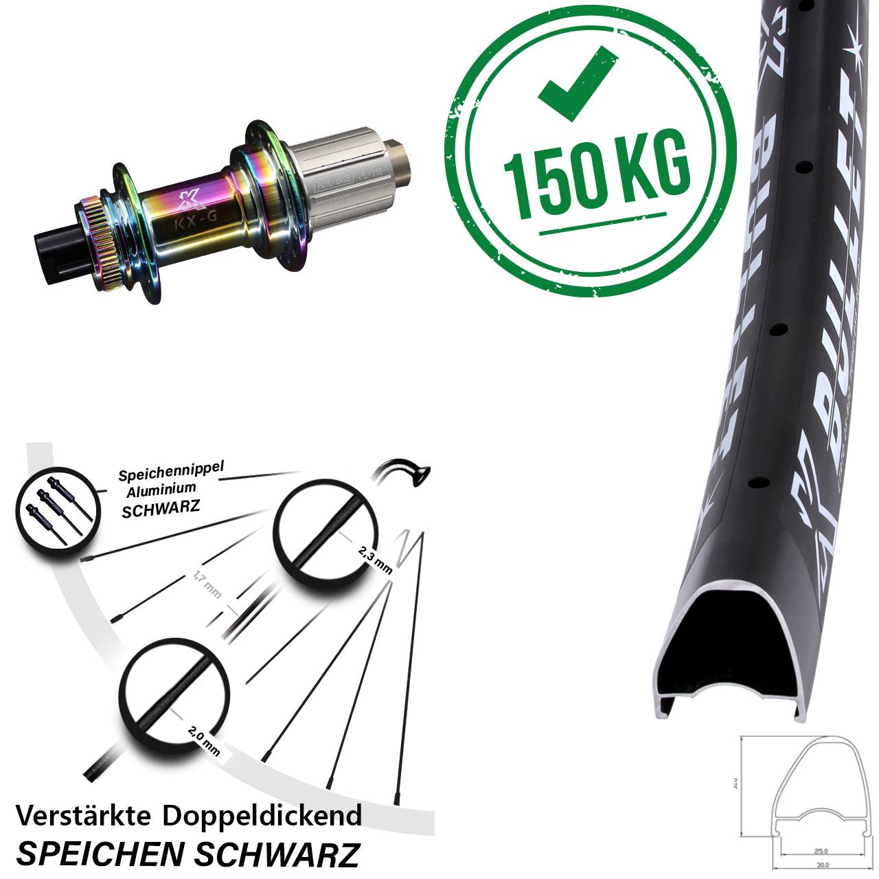 29 Zoll KX-G Bullet OS Oilslick Disc Hinterrad 12x142 8-12 fach HG