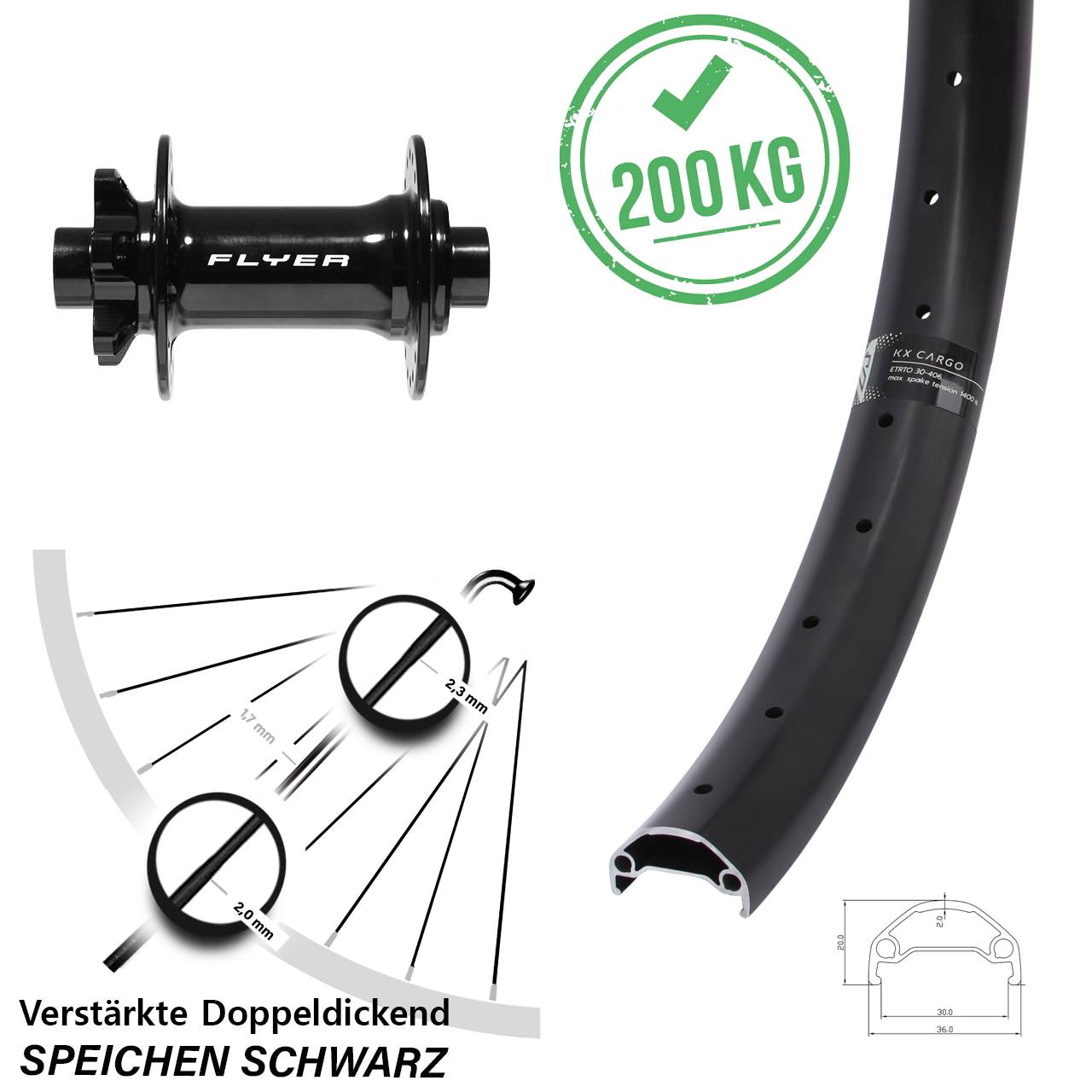 6-Loch Vorderrad 27,5 Zoll KX Cargo Formula DC-711 15x110 Boost