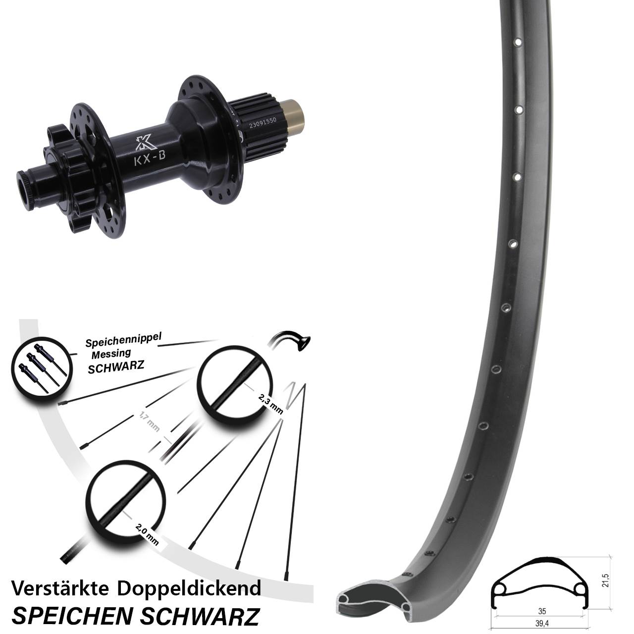 Ambrosio E35 KX-B 29 Zoll Disc Laufrad 12x148 Shimano Micro Spline