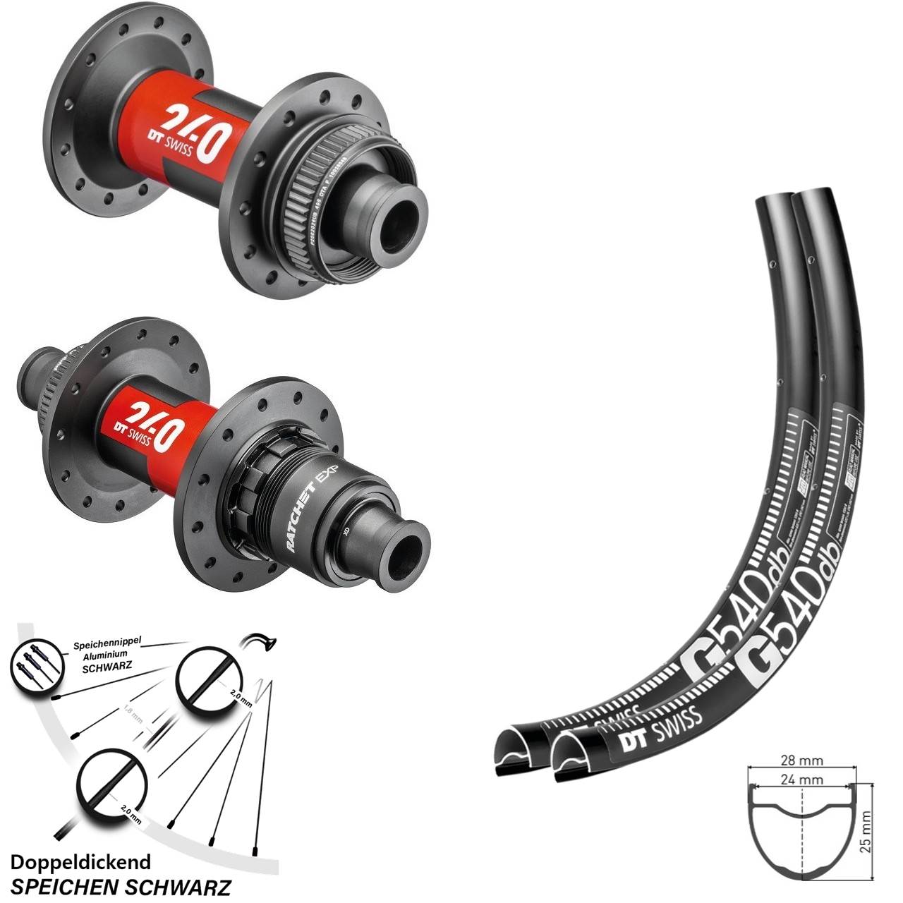 Laufradsatz Gravel 28 Zoll DT Swiss 240 EXP Sram XD-R und G 540