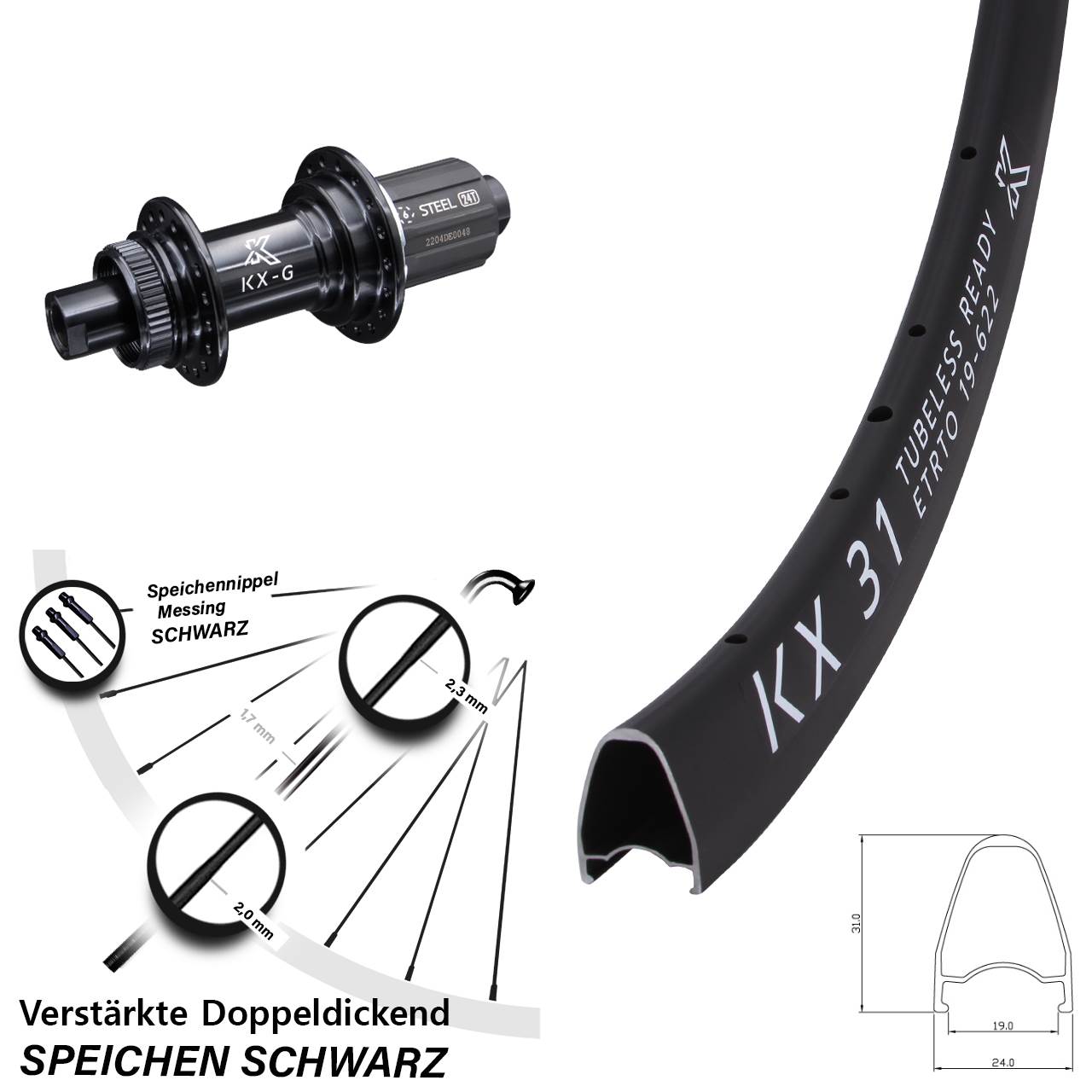 KX-GS 31 verstärkt 28 Zoll Disc Laufrad 12x142 8-12 fach HG