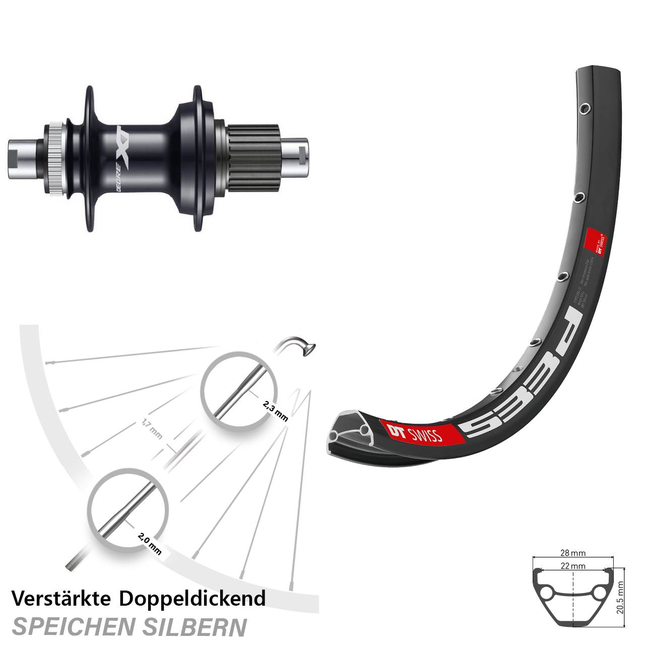Hinterrad Centerlock 12x142 28-29 Zoll DT Swiss 533d Shimano FH-M8110 Micro Spline