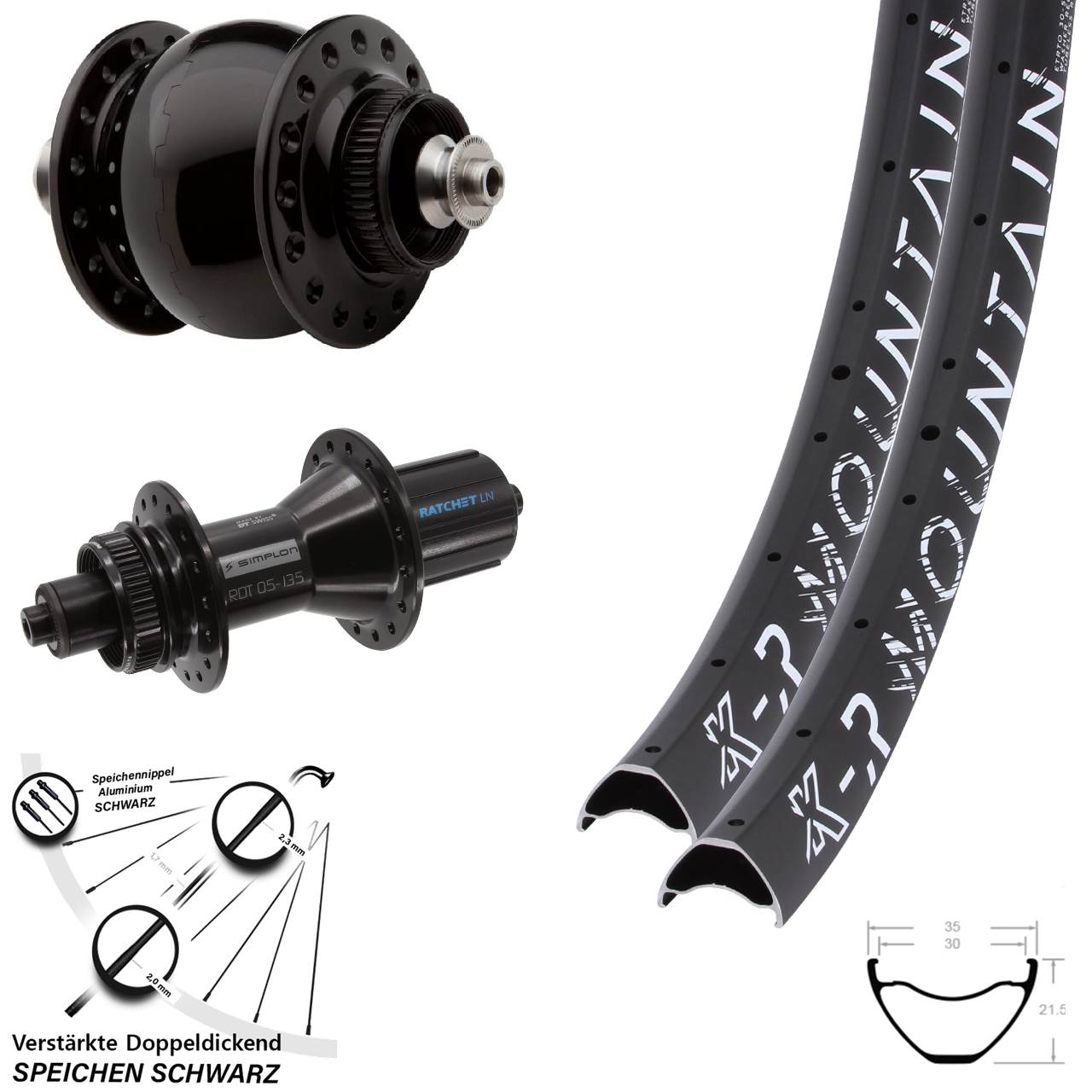 29 Zoll KX-R Mountain DT Swiss 370 Hybrid SON 28 Disc Laufradsatz QR 8-11 fach HG