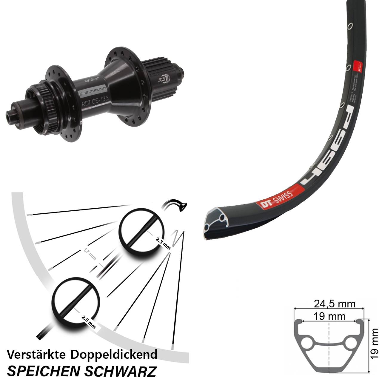Centerlock Hinterrad QR 28 Zoll DT Swiss 466d-370 Hybrid Micro Spline