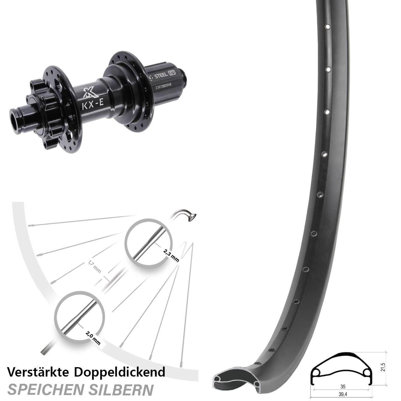 Ambrosio E35 KX-E 29 Zoll Disc Laufrad 12x148 8-12 fach HG
