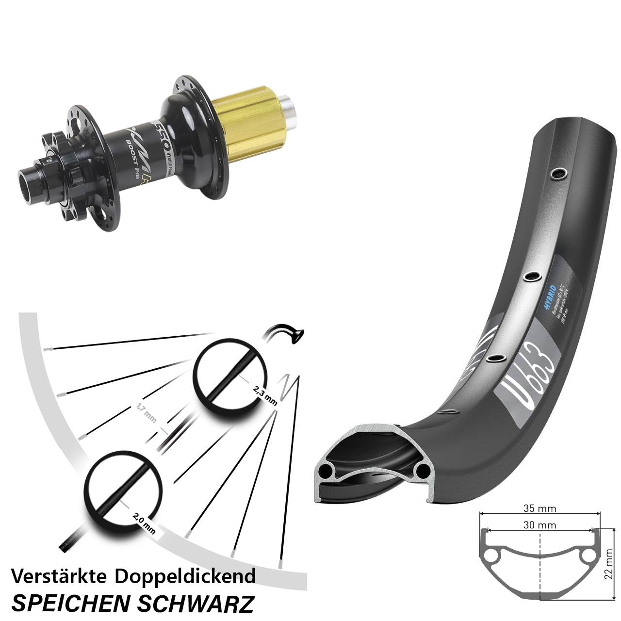 Disc Laufrad 12x148 29 Zoll DT Swiss U663 Miche XMH 550 8-11 fach HG