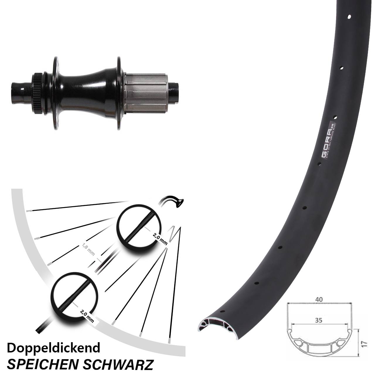 Gora 35 Disc Hinterrad 27,5 Zoll 12x142 mm Formula CL-142s Centerlock 8-11 fach