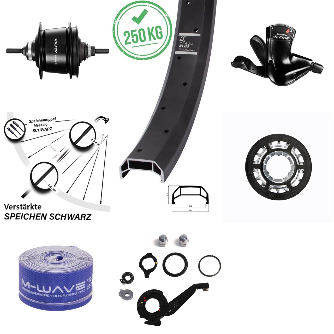 KX Cargo Plus 20 Zoll Hinterrad Shimano Alfine 8-Gang schwarz