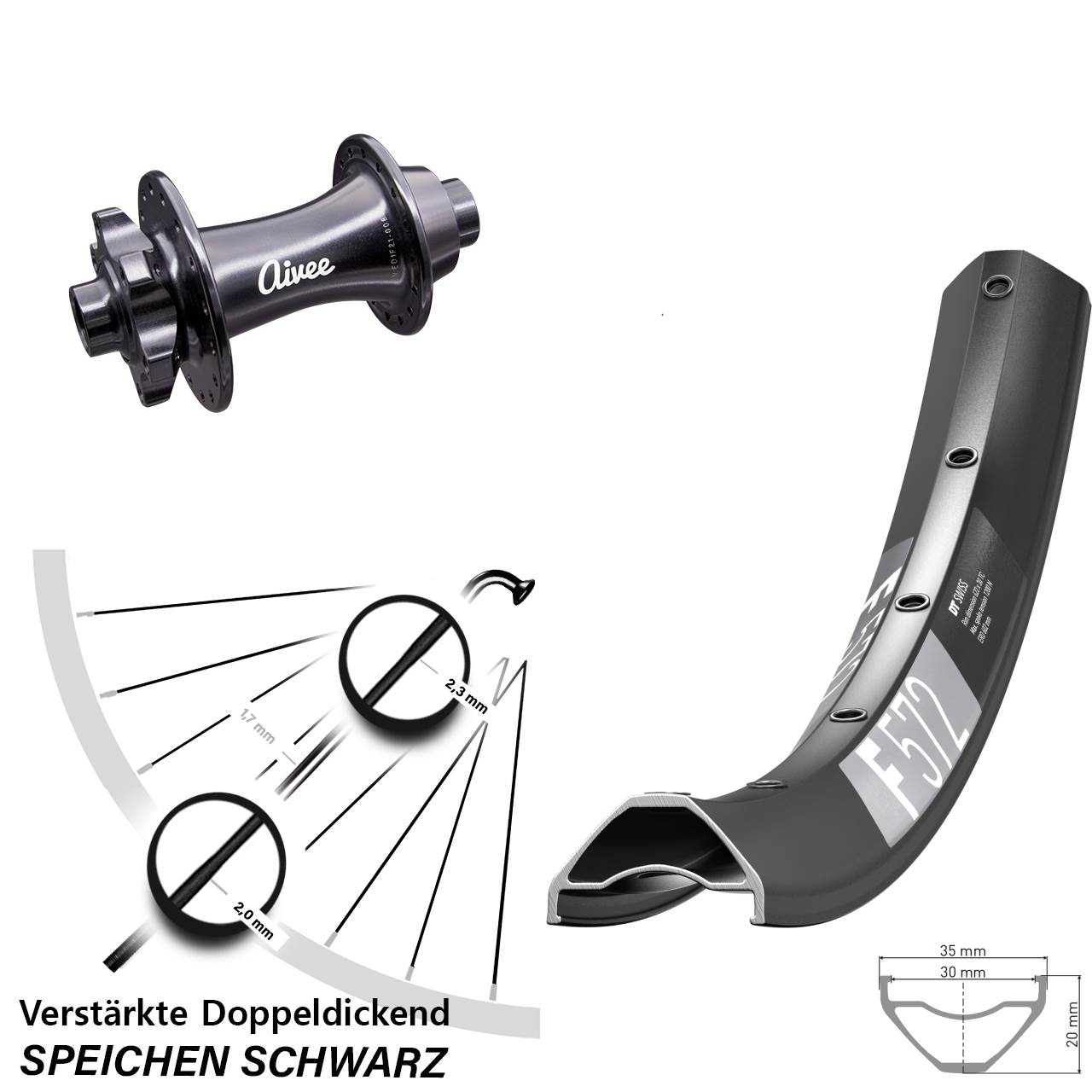 DT Swiss F572 Aivee Classic 29 Zoll Disc Vorderrad 15x110 Boost