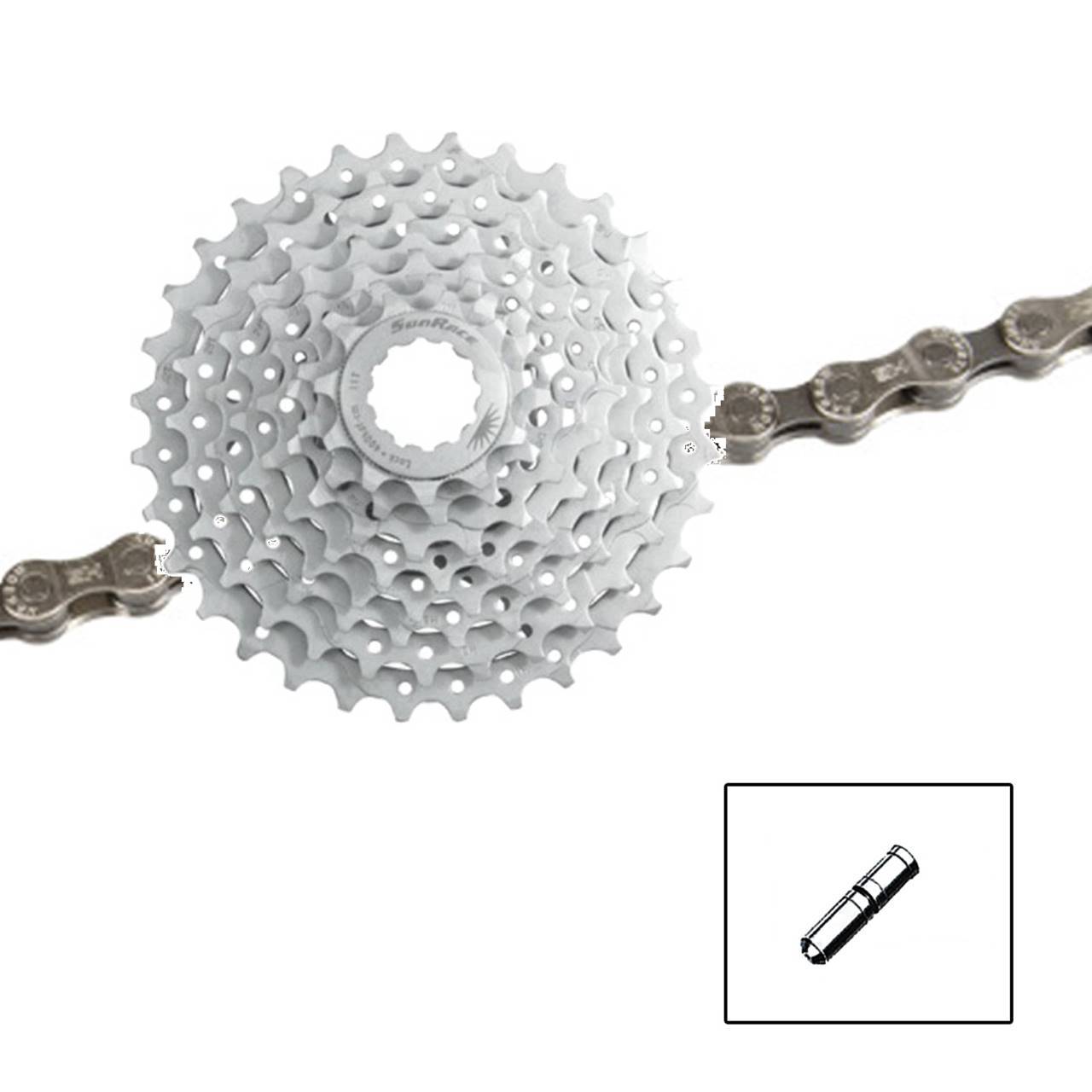 Shimano Fahrradkette CN-HG71 6-8-fach 116 Glieder + SunRace Kassette CSM668AU 8-fach