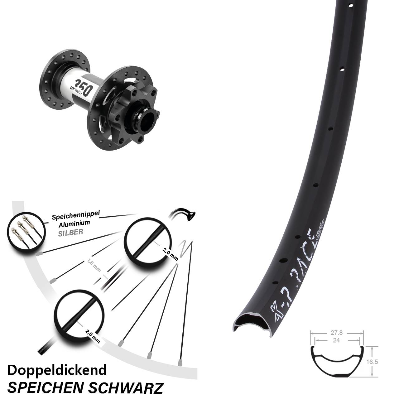 Vorderrad 6-Loch 28-29 Zoll KX-R Race DT Swiss 350 15x100