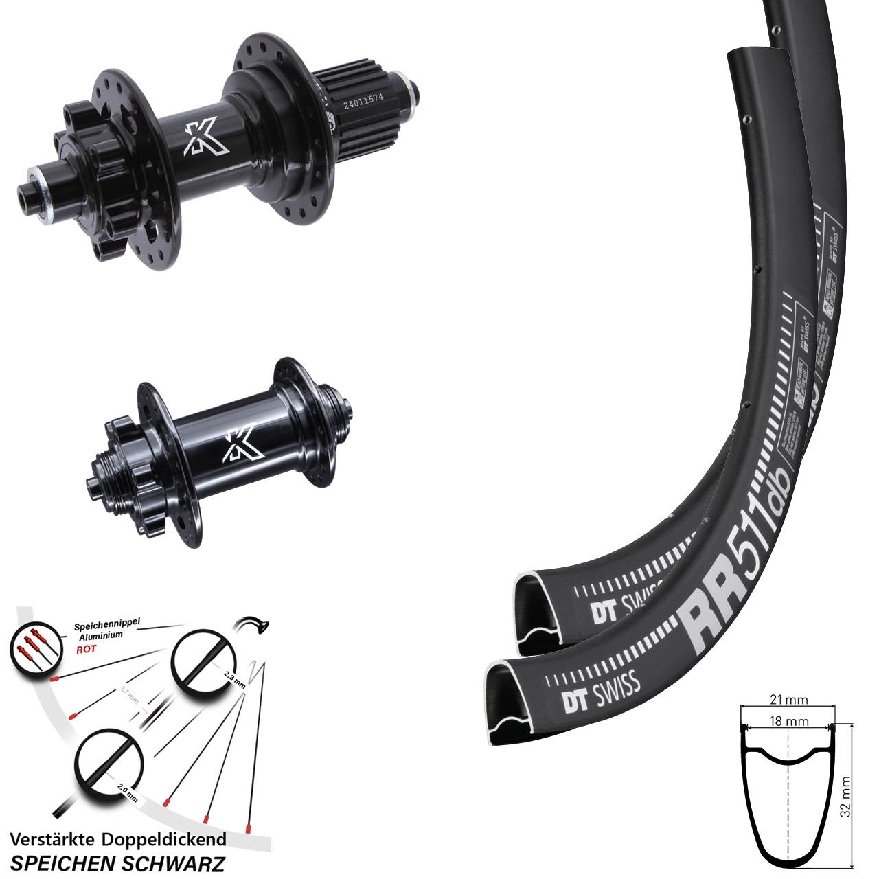 Disc Laufradsatz für Schnellspanner 28 Zoll DT Swiss RR 511 KX-M Shimano Micro Spline