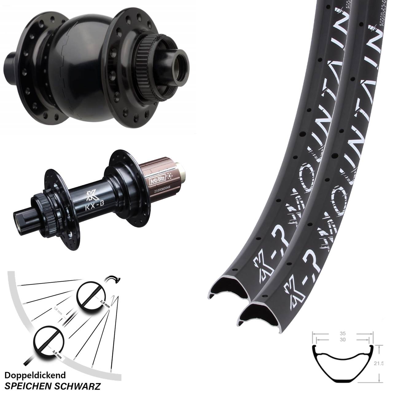 Boost Centerlock Laufradsatz 15x110 12x148 29 Zoll KX-R Mountain Dynamo SON 28 8-12 fach