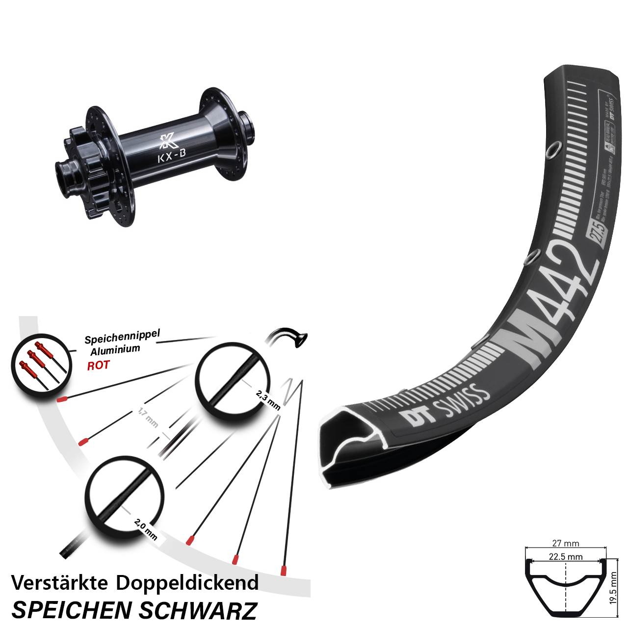 Disc Vorderrad 29 Zoll DT Swiss M442 KX-B 15x110 Boost