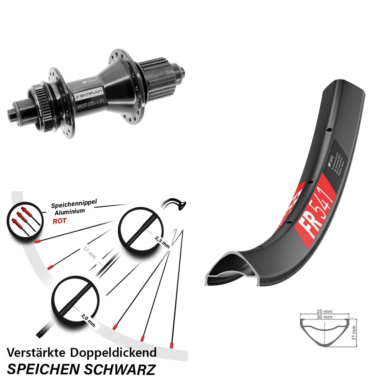 DT Swiss FR541-370 Hybrid 29 Zoll Hinterrad Centerlock QR Micro Spline