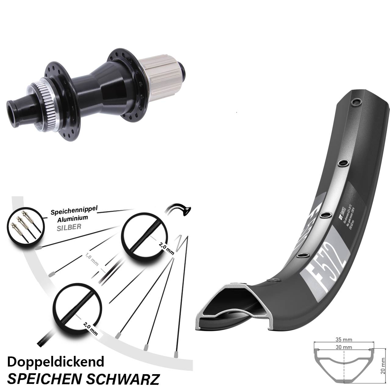 29 Zoll DT Swiss F 572 Novatec CL142 Centerlock Hinterrad 12x142 8-12 fach HG