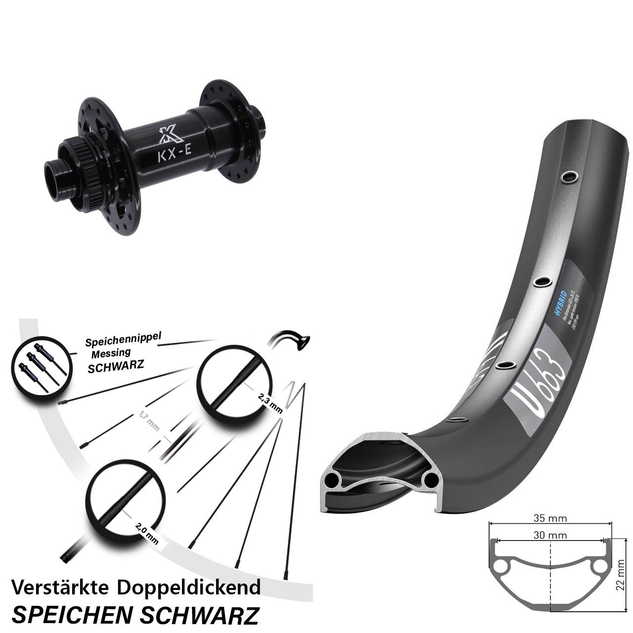 DT Swiss U663 KX-E 4-fach gelagert Centerlock 29 Zoll Vorderrad 15x110 Boost