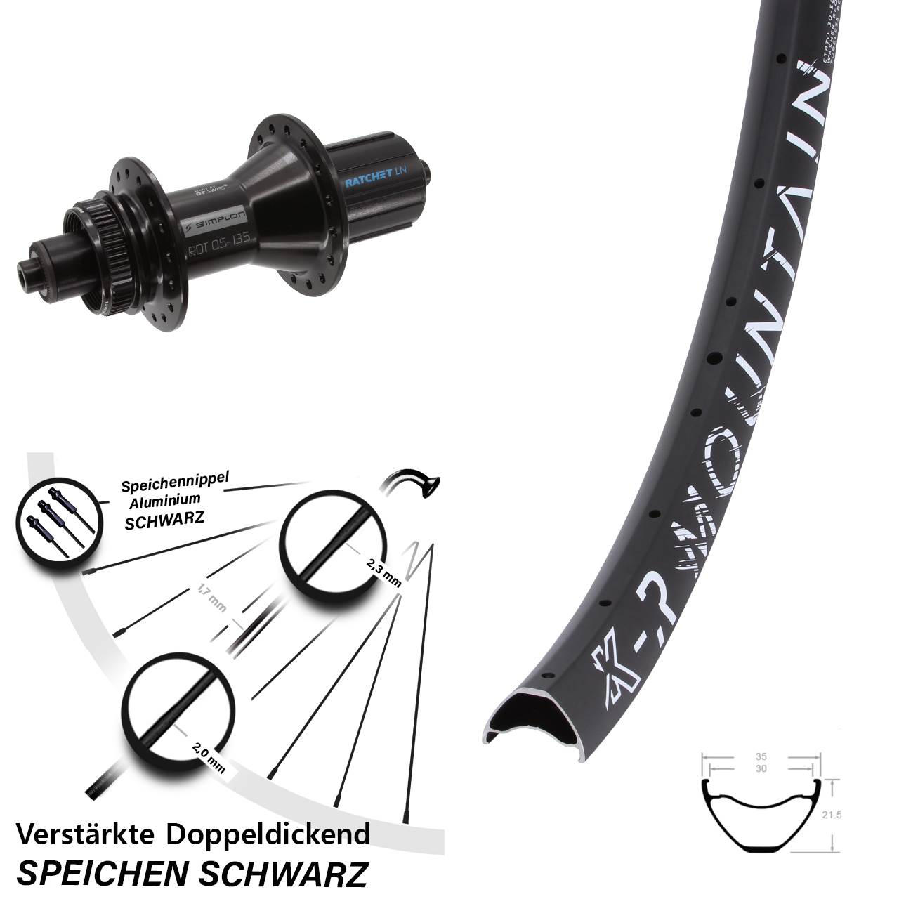 KX-R Mountain DT Swiss 370 Hybrid 27,5 Zoll Centerlock Hinterrad QR 8-11 fach