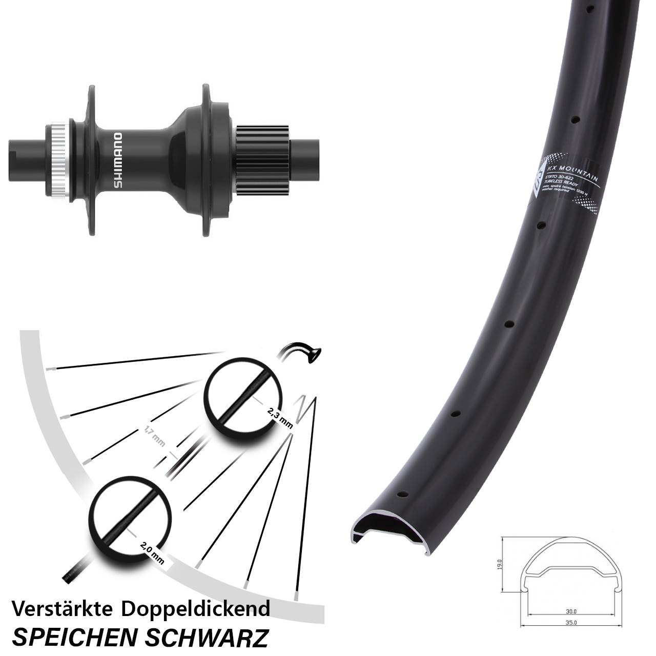 Disc Laufrad 29 Zoll KX Mountain FH-MT410 Micro Spline 12x142