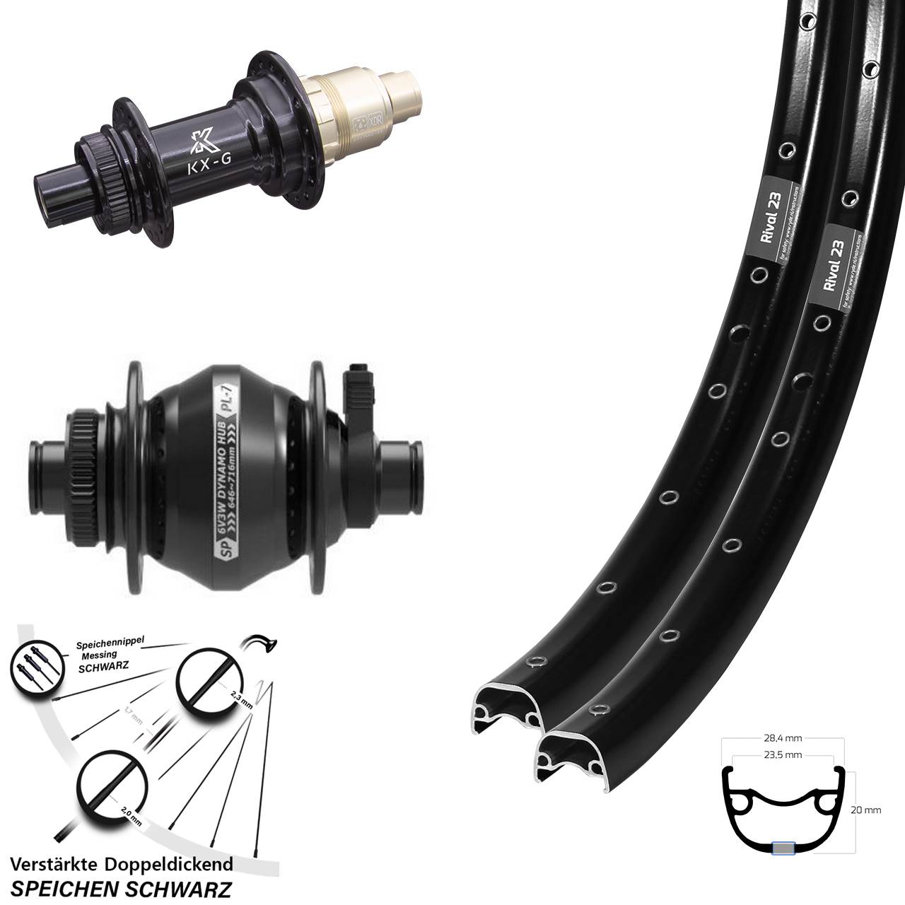 Ryde Rival 23 KX-G SP PL-7 27,5 Zoll Centerlock Laufradsatz 12x100/142 SRAM XDR