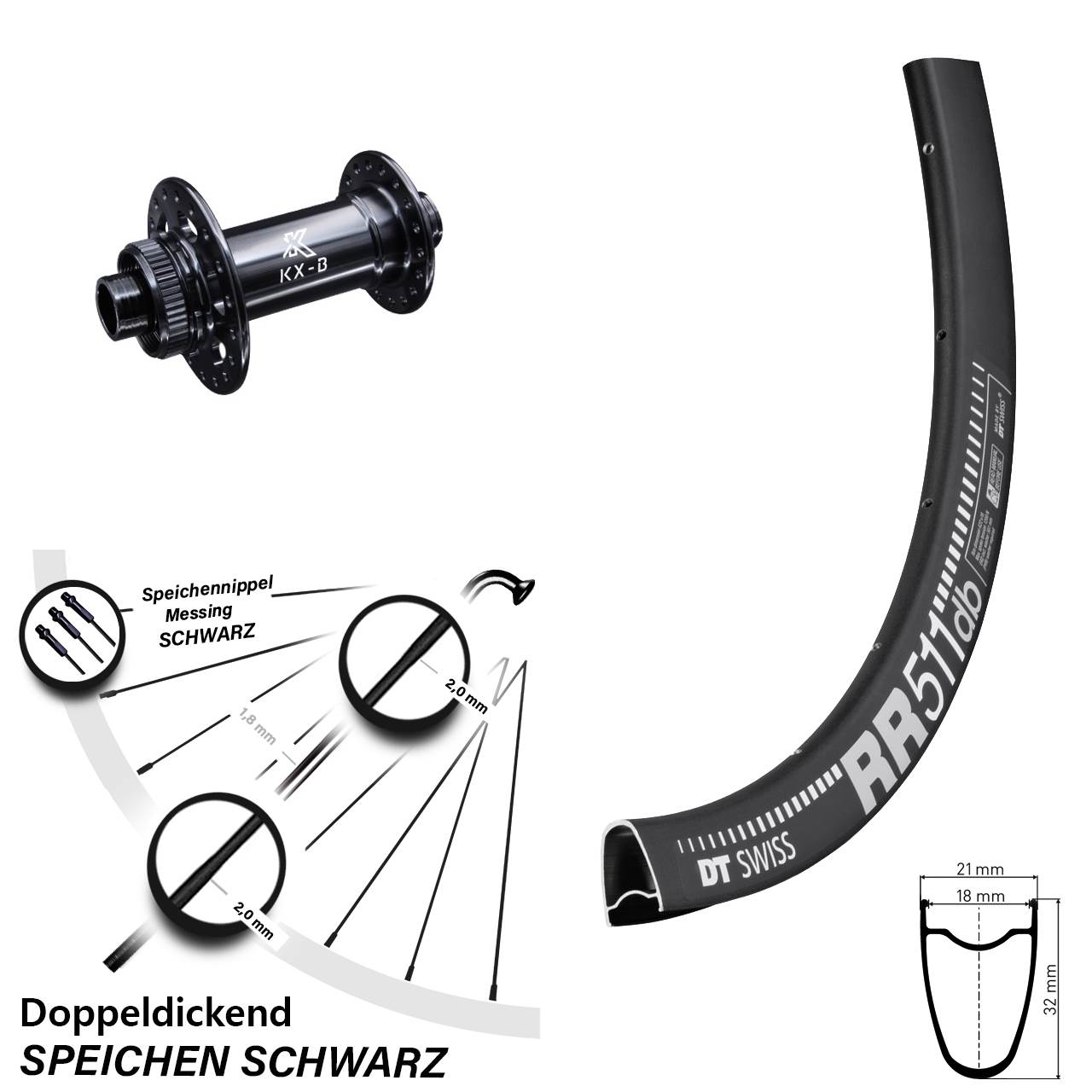 DT Swiss RR 511 KX-B 28 Zoll Disc Laufrad 12x110 Boost