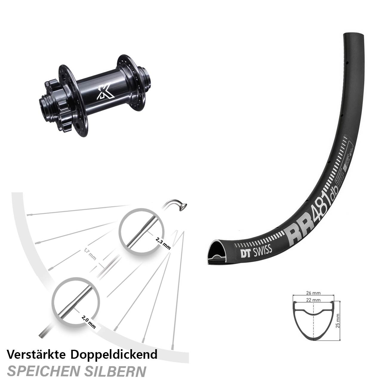 DT Swiss RR 481 KX-M 28 Zoll Disc Laufrad 12x100