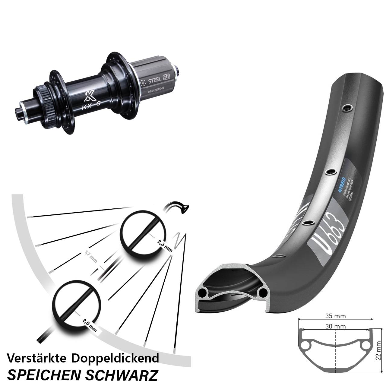 Disc Laufrad 650B DT Swiss U 663 KX-GS 8-12 fach HG QR