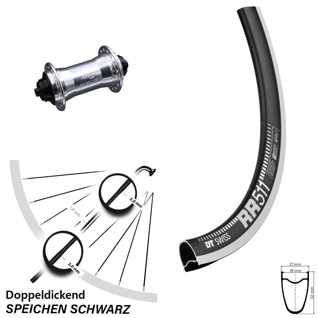 Laufrad 28 Zoll DT Swiss RR511 KX-T QR