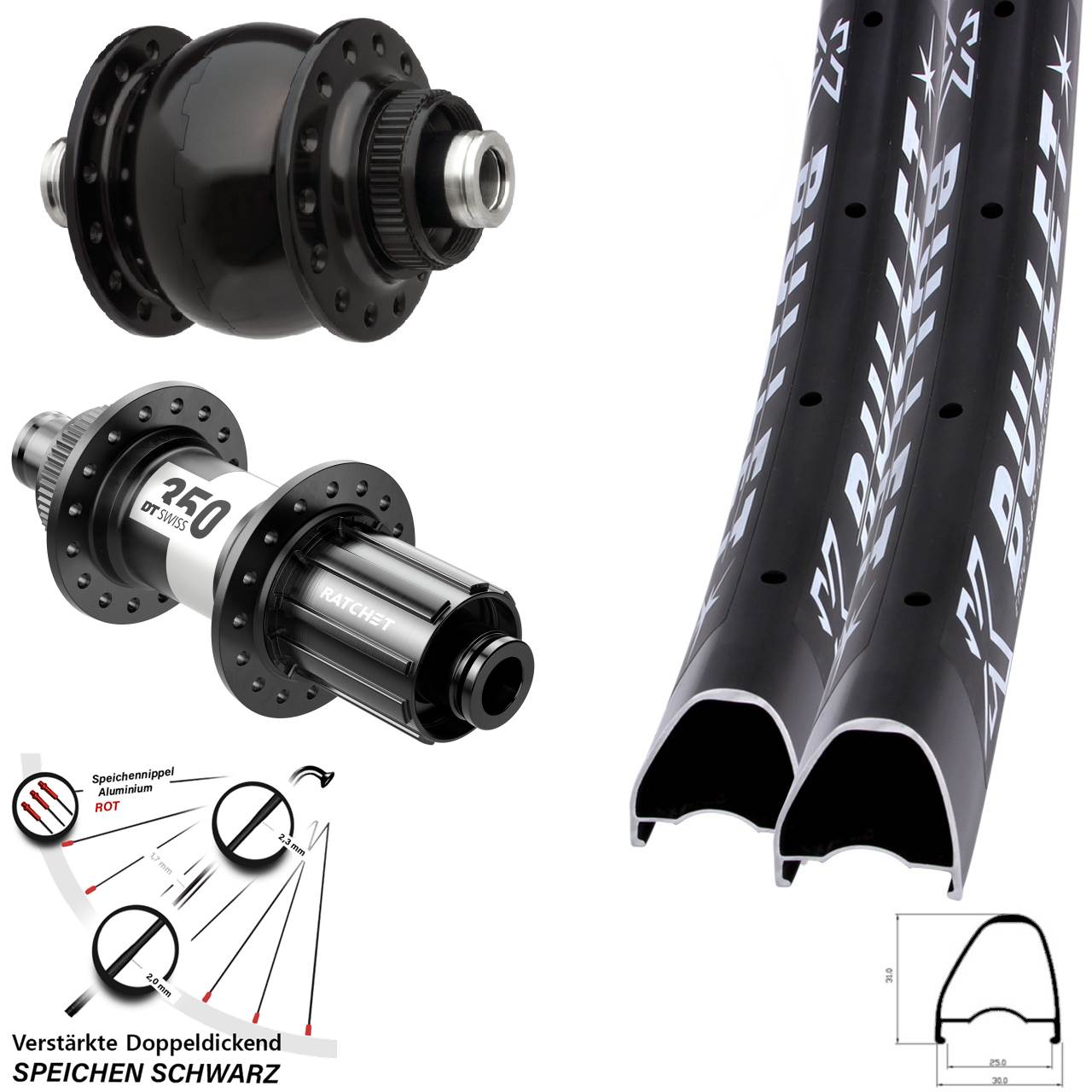 Centerlock Laufradsatz 12x100/142 29 Zoll KX Bullet OS DT Swiss 350 SON 28 8-11 fach HG