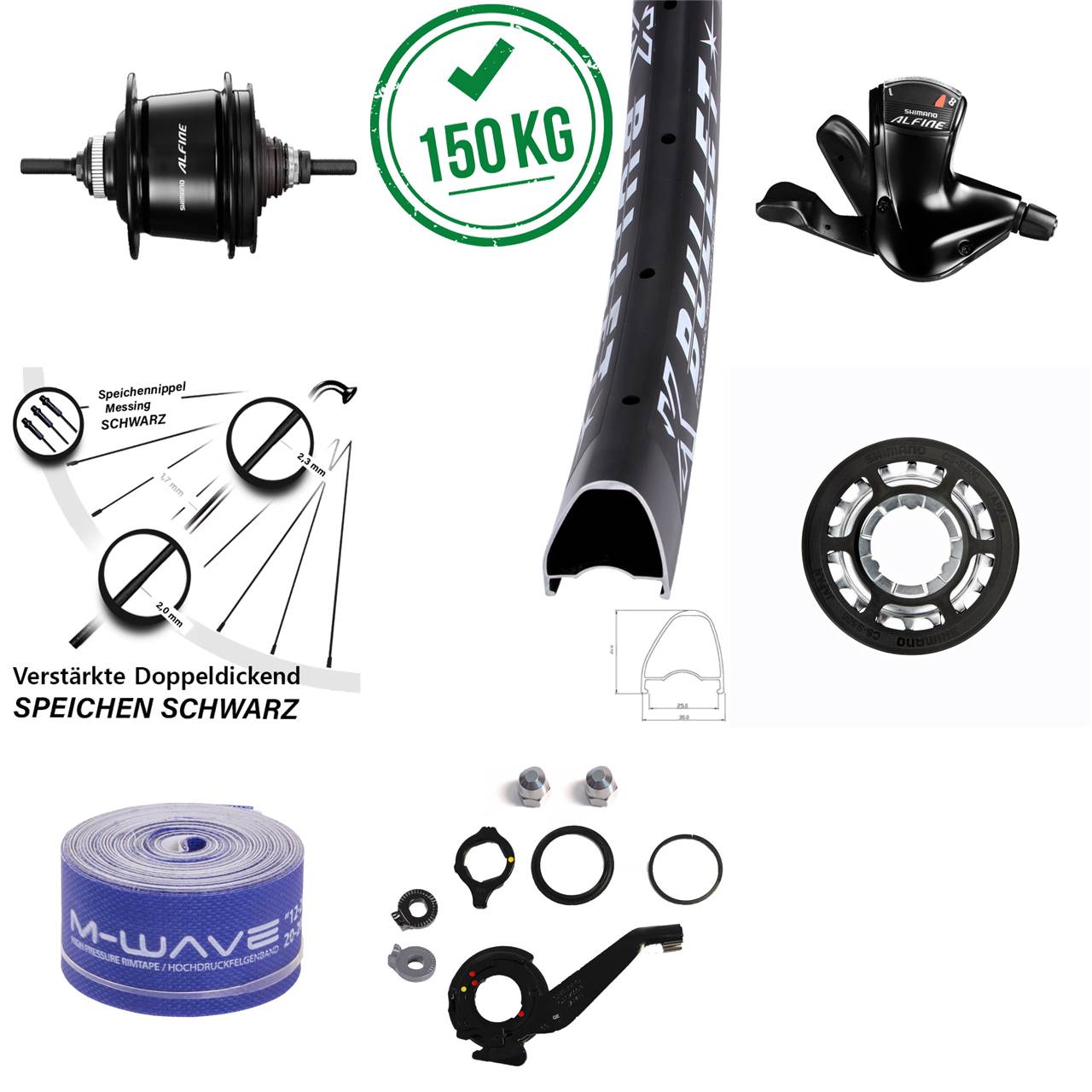 28-29 Zoll Hinterrad Shimano Alfine 8 Gang KX Bullet OS