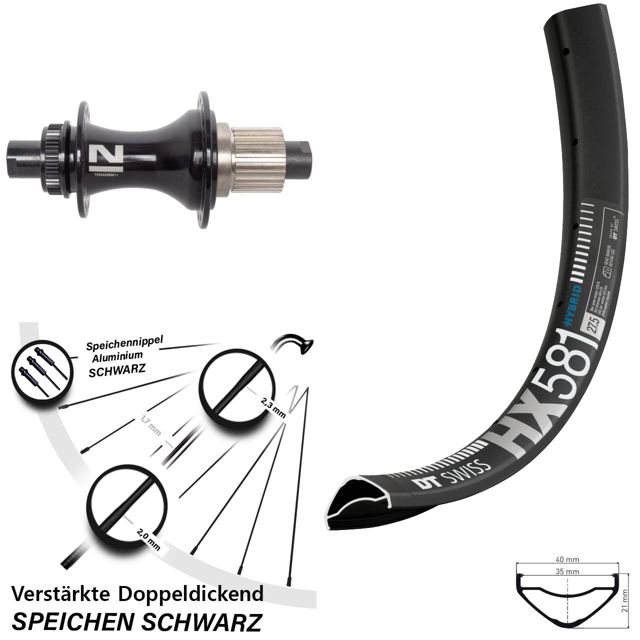 Disc Hinterrad 12x148 27,5 Zoll DT Swiss HX581 Novatec D462SB Micro Spline