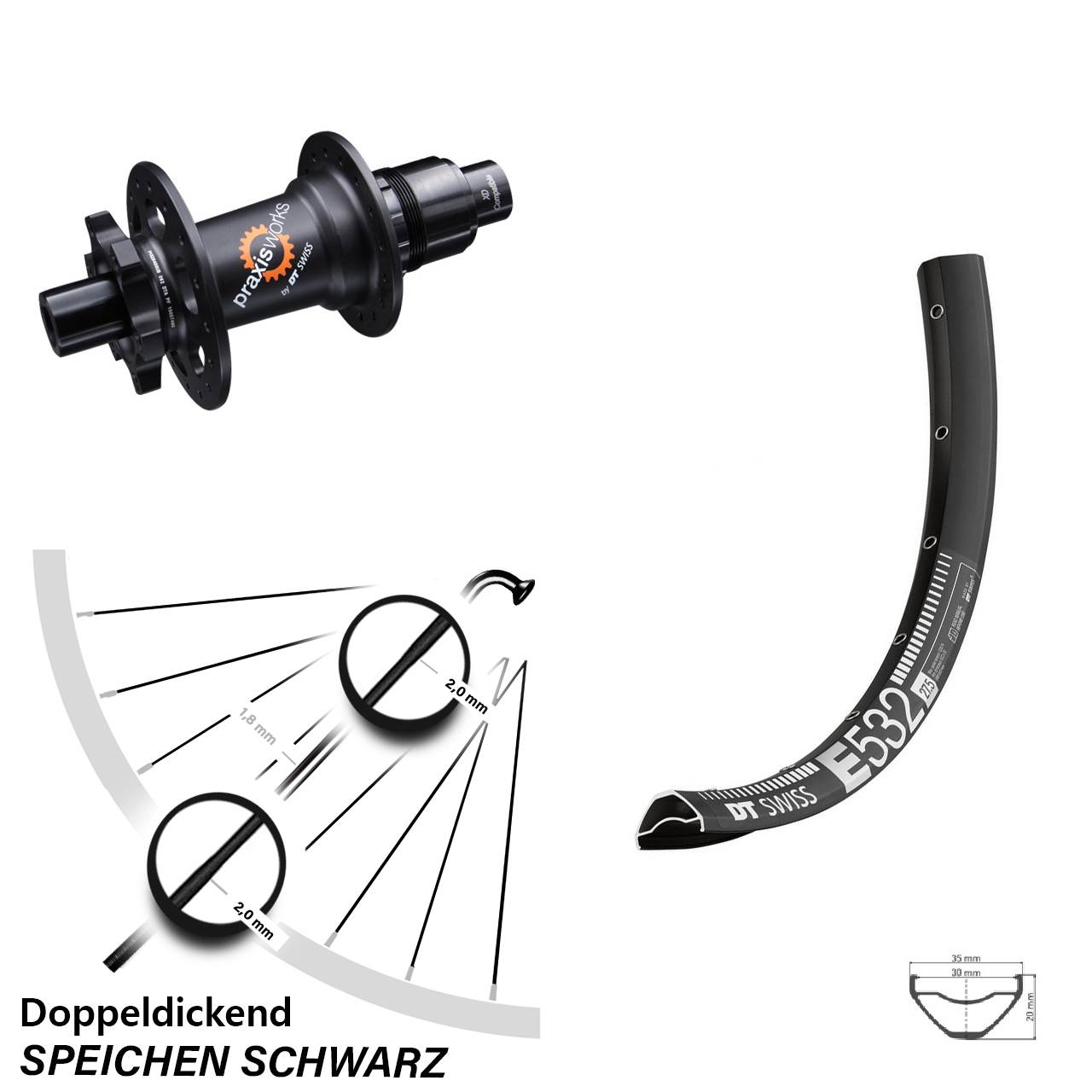 29 Zoll Hinterrad DT Swiss 350 Sram XD E 532 6-Loch
