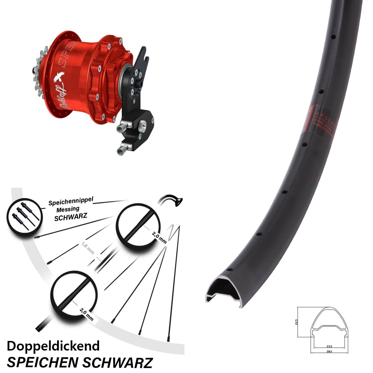 KX Clue Rohloff Speedhub CC DB OEM2 Tandem rot 28 Zoll Disc Hinterrrad