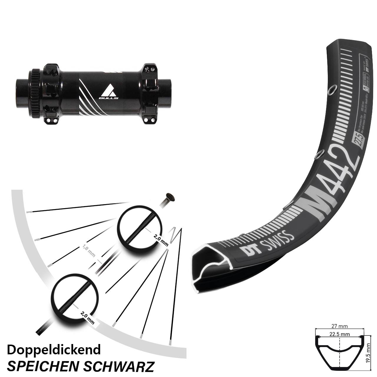 DT Swiss M 442 Formula Bulls Straightpull 28-29 Zoll Disc Vorderrad 15x110 Boost