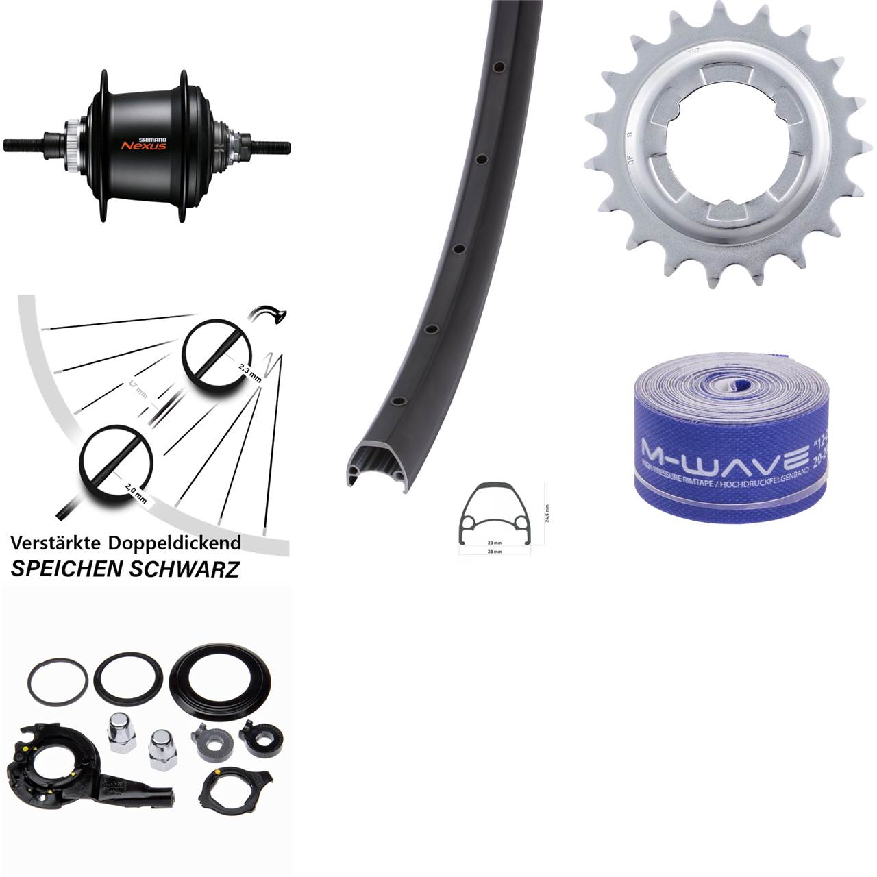 28 Zoll Hinterrad Ambrosio Sport Shimano Nexus 7 Gang Centerlock