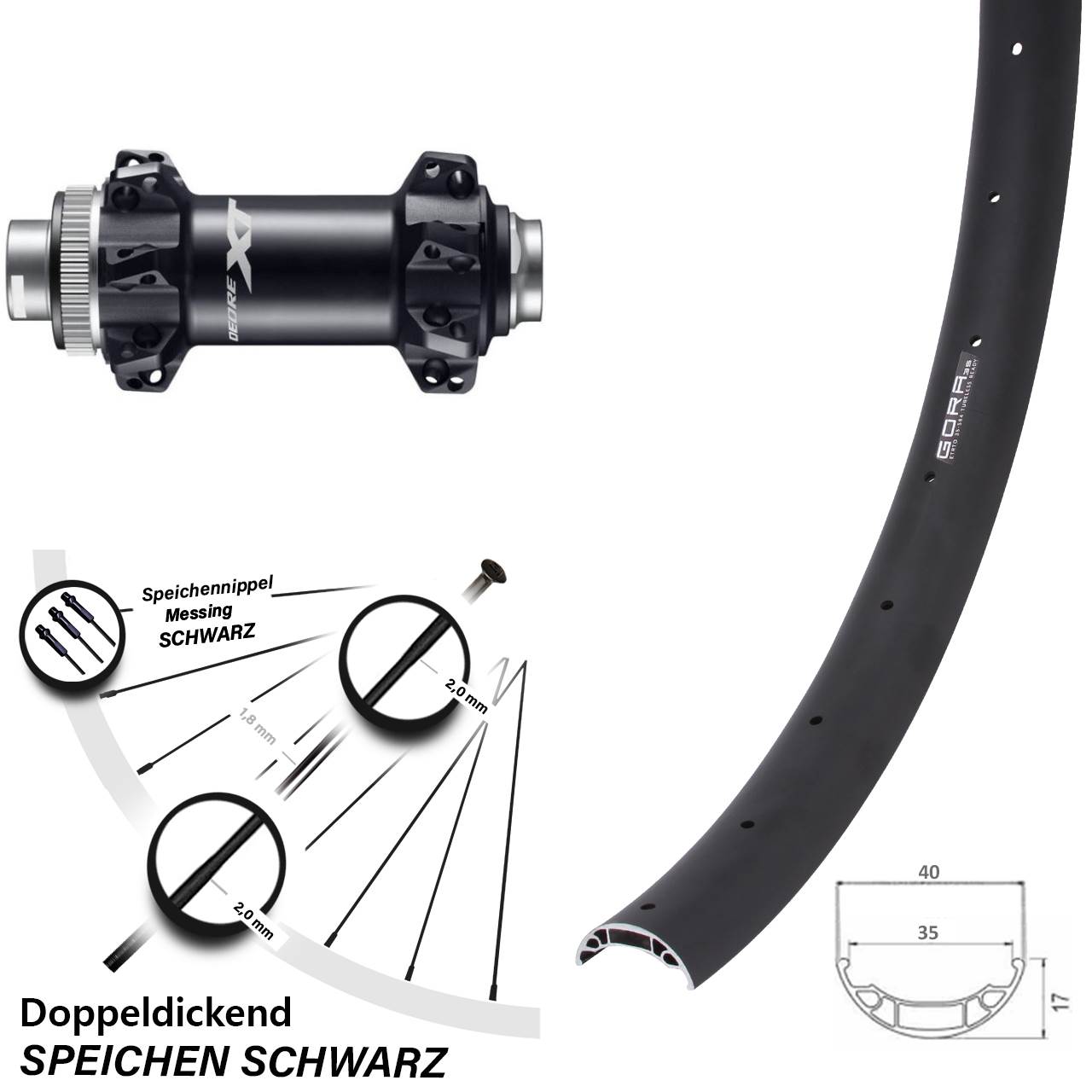 Gora 35 Vorderrad 27,5 Zoll Boost Shimano Deore XT Straightpull Centerlock