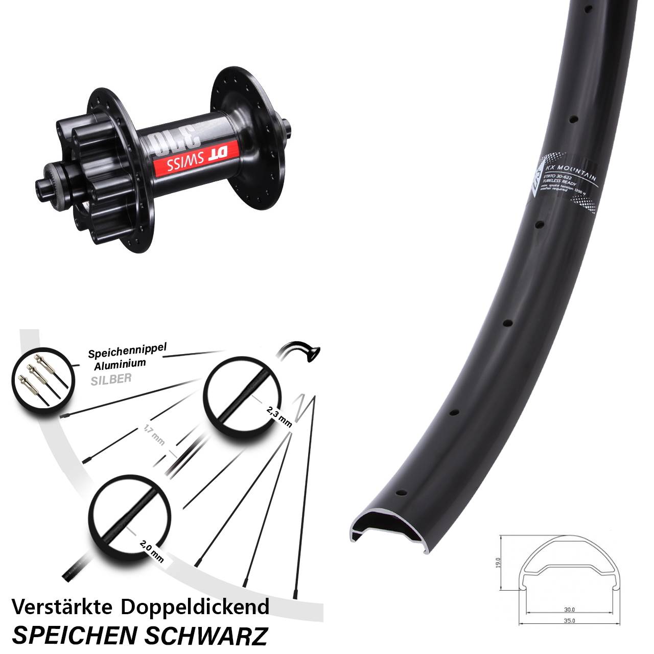KX Mountain DT Swiss 370 29 Zoll Disc Laufrad QR