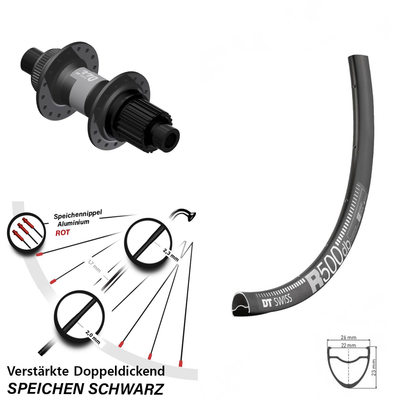 Disc Hinterrad 28 Zoll DT Swiss R500 370 Shimano Micro Spline 12x142