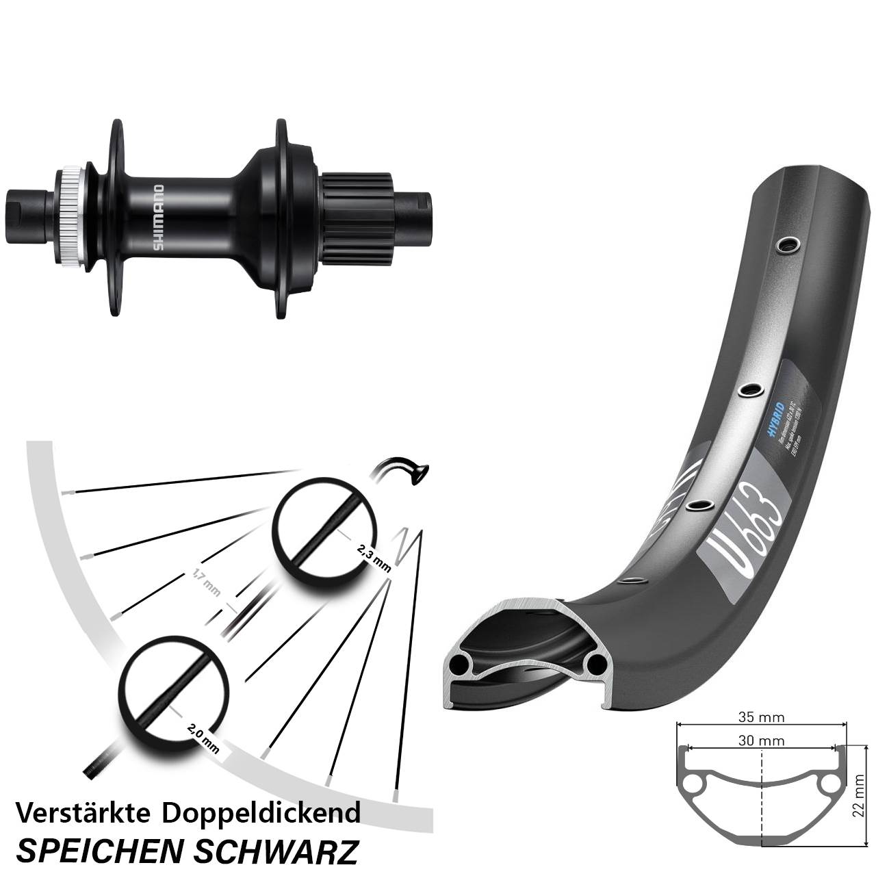 29 Zoll DT Swiss U 663 Shimano FH-MT510-B Centerlock Hinterrad 12x148 Micro Spline