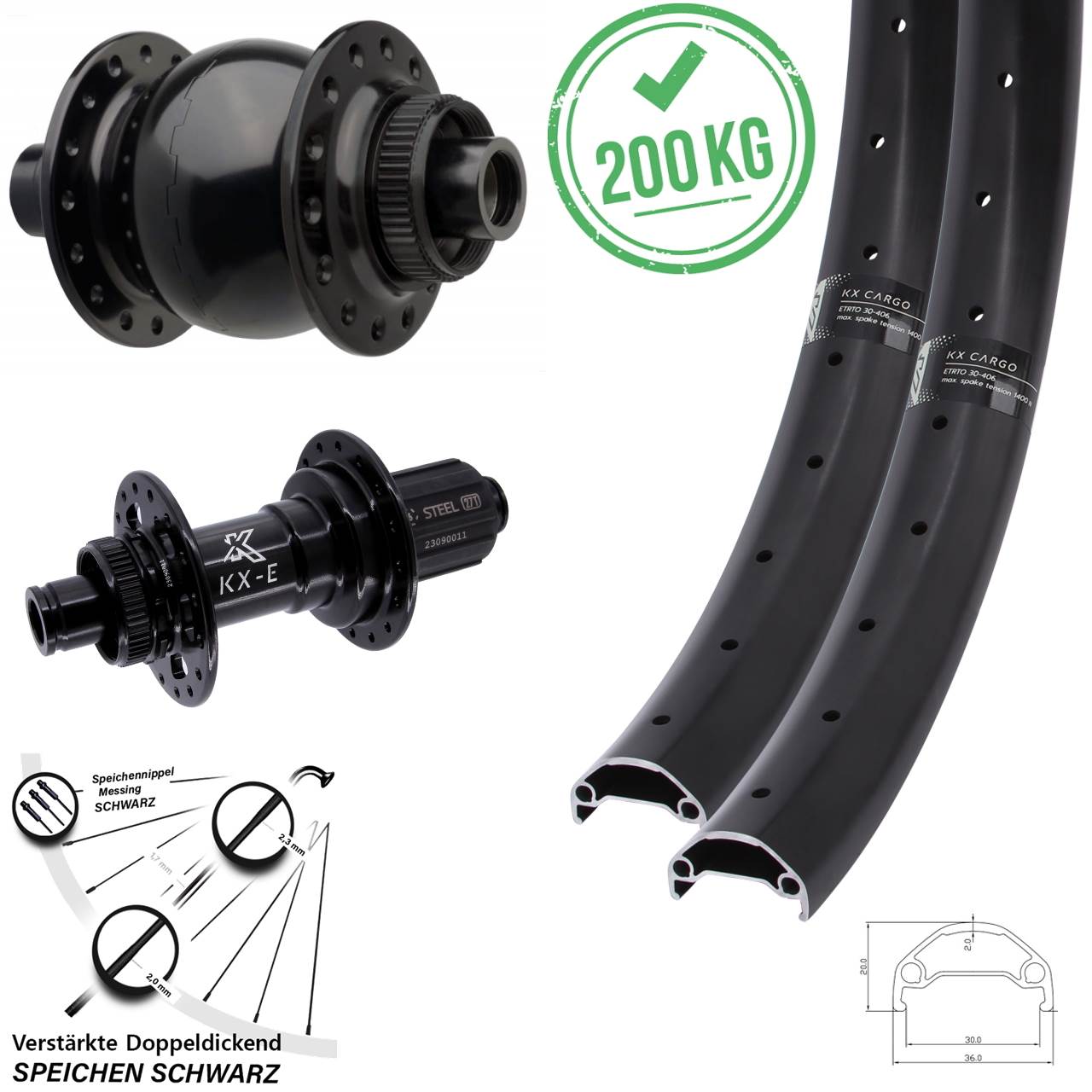 Centerlock Laufradsatz 29 Zoll KX-E Cargo Heavy Duty SON 28 8-12 fach HG 15x110 12x148