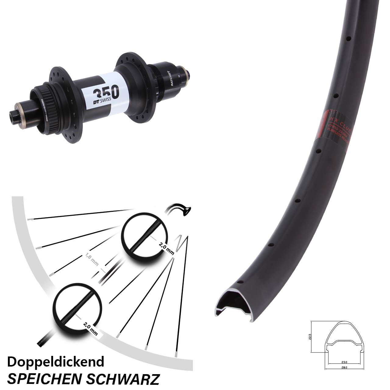 Disc Hinterrad QR 26 Zoll KX Clue DT Swiss 350 XD 11-12 fach