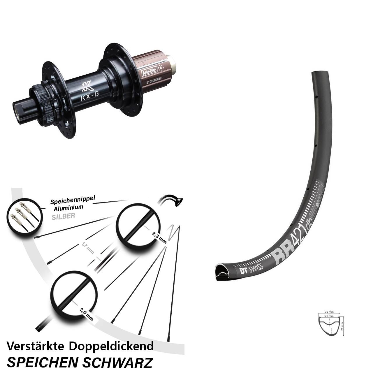 DT Swiss RR 421 KX-B 28 Zoll Centerlock Hinterrad 12x148 Boost 8-12 fach HG